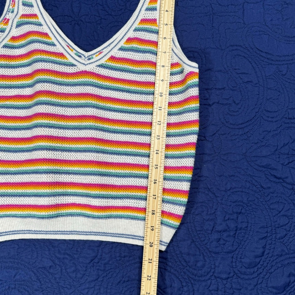 Marine Layer Rainbow Stripe Knit V Neck Tank Top Women's Size S - Picture 6 of 6
